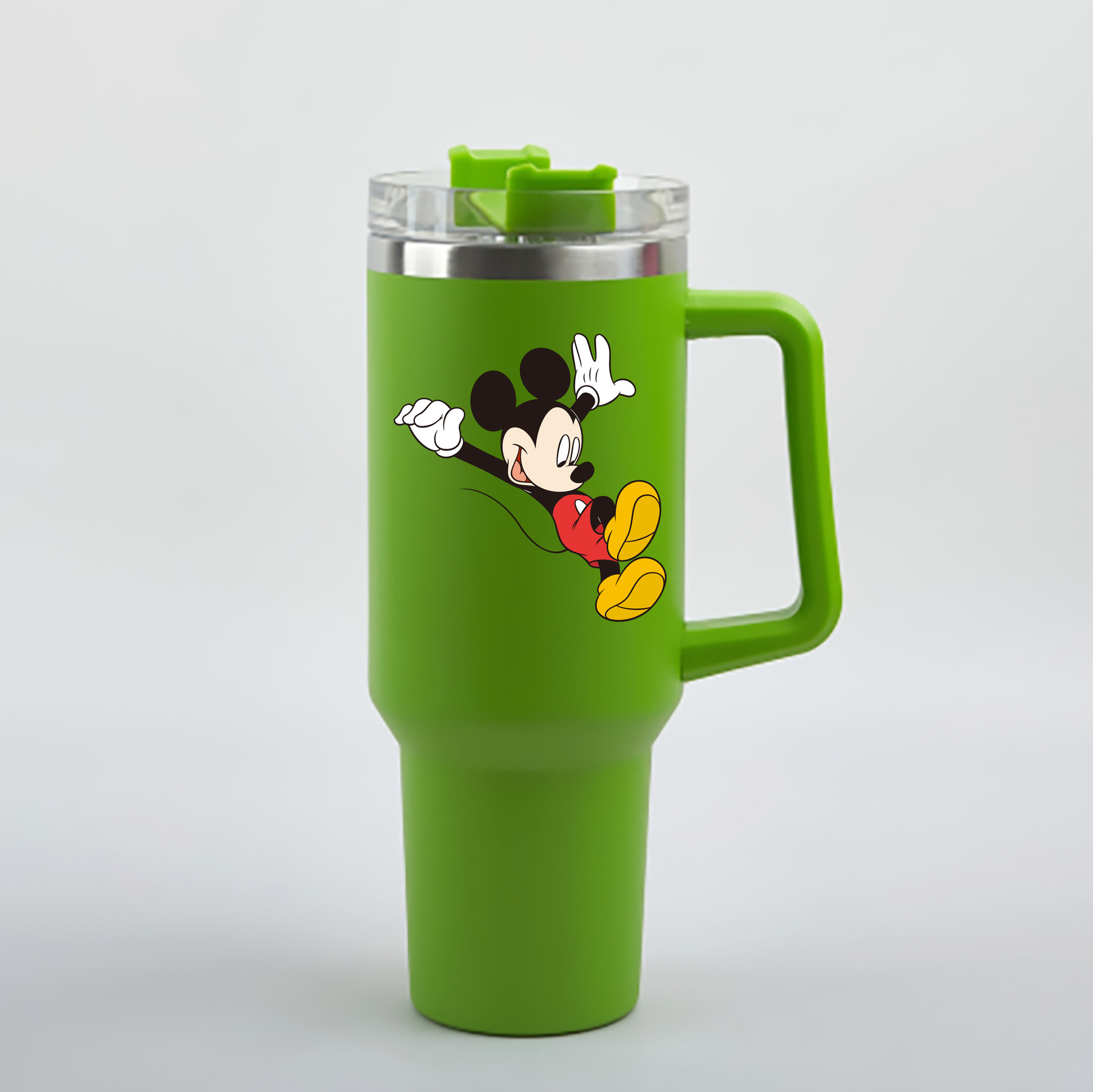 （画像用） ミッキーマウス Mickey Mouse 1200mL車用タンブラー - クリスタルステッカー（プラスチックストロー付き）